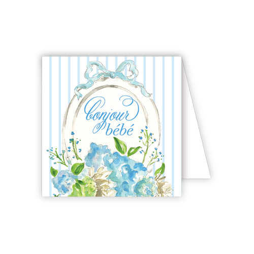Bonjour Bebe Floral Mirror Blue Enclosure Card