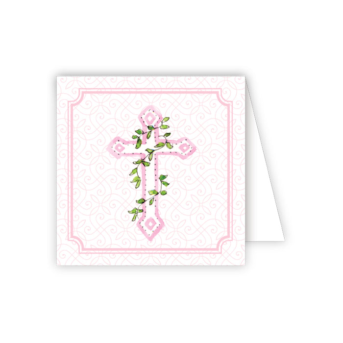 Pink Cross with Ivy Enclosure Card