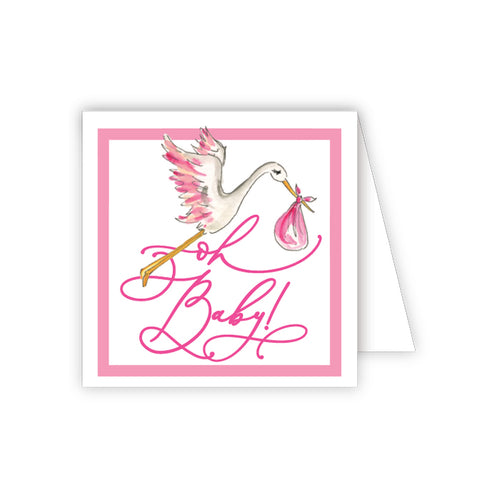 Oh Baby Pink Stork Enclosure Card