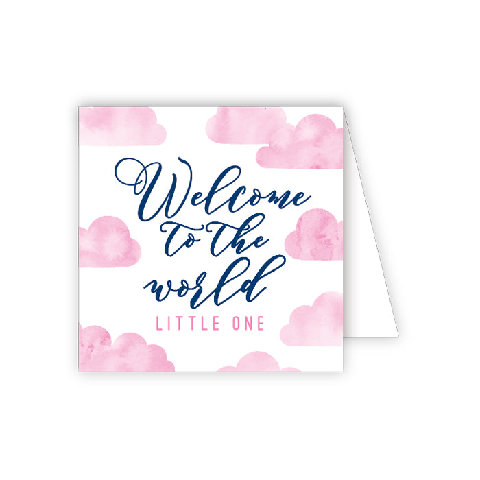 Welcome To The World Little One Pink Clouds Enclosure Card