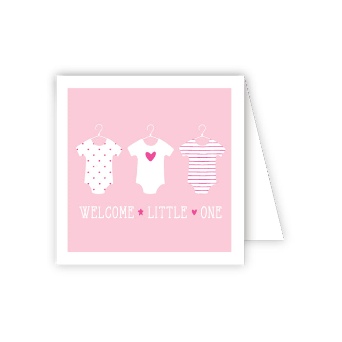 Welcome Little One Pink Onesies Enclosure Card
