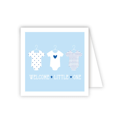Welcome Little One Blue Onesies Enclosure Card