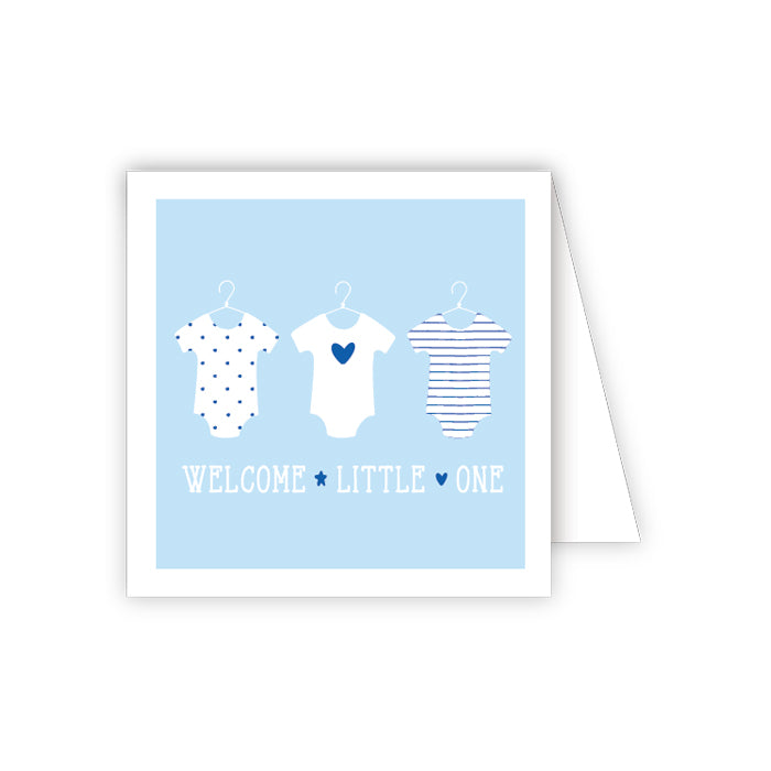 Welcome Little One Blue Onesies Enclosure Card
