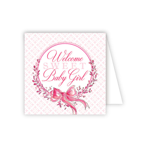 Welcome Sweet Baby Girl Pink Enclosure Card