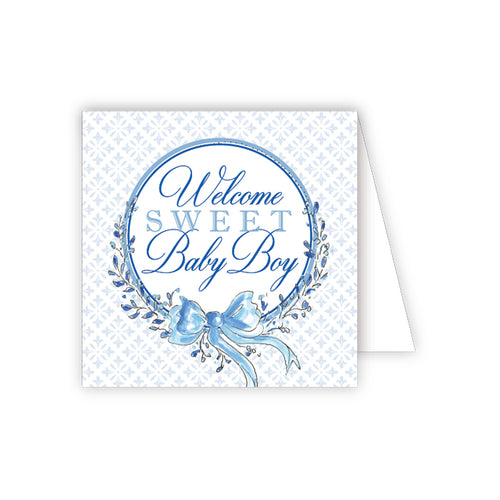 Welcome Sweet Baby Boy Blue Enclosure Card