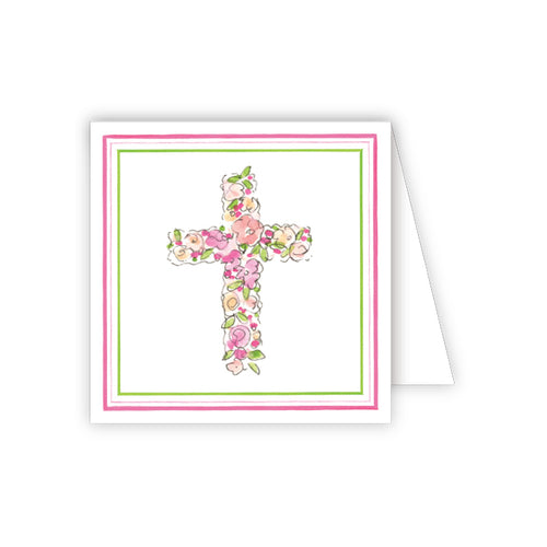 Floral Cross Pink Enclosure Card