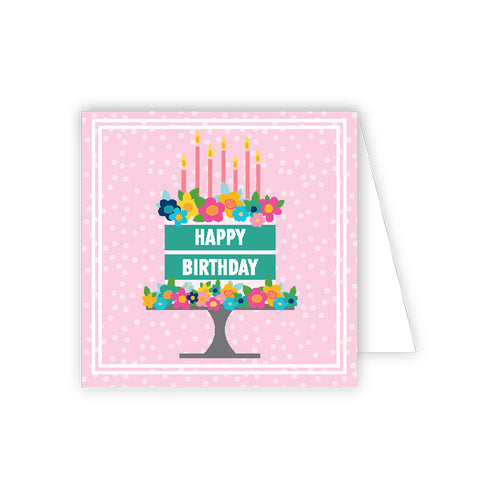 Happy Birthday Floral Cake Enclosure Card