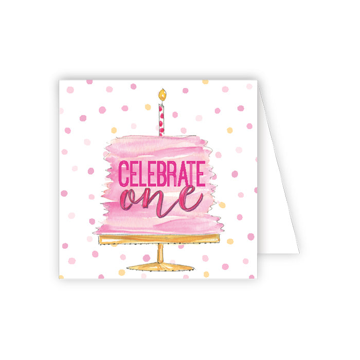 Celebrate One Pink Cake Enclosure Card