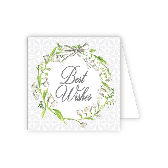 Best Wishes Floral Wreath Enclosure Card