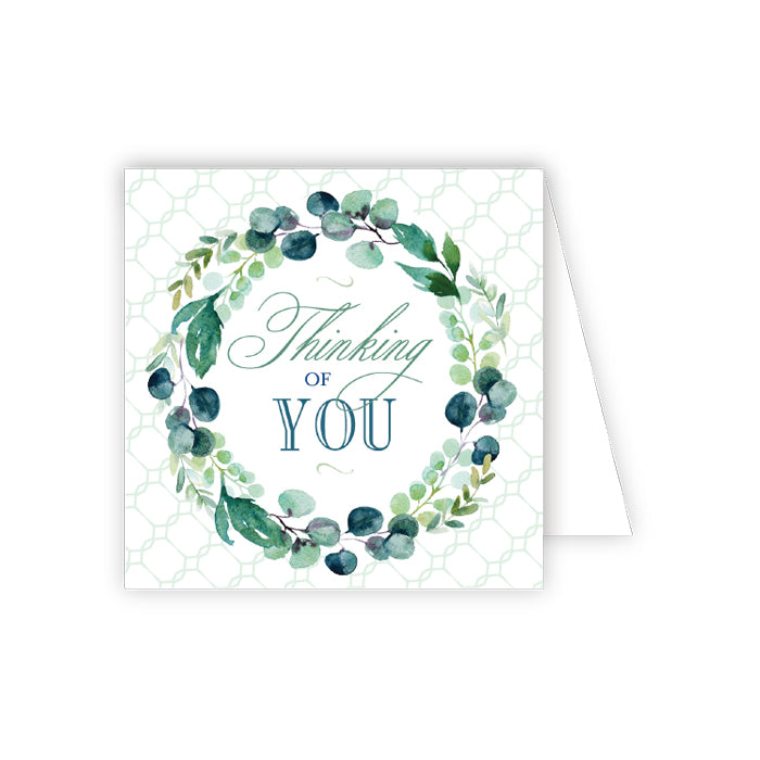 Thinking Of You Blue Floral Wreath Enclosure Card