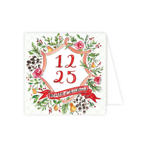 12 25 Merry Christmas Floral Icon Enclosure Card