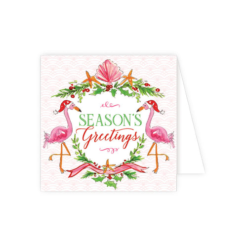 Season's Greetings Flamingos Enclosure Card