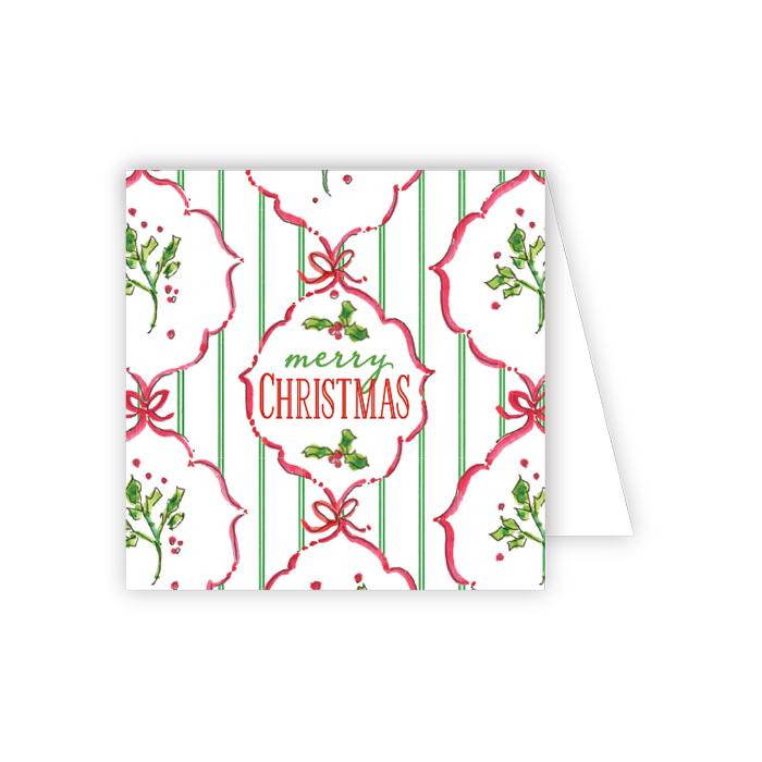 Handpainted Holly Crest Pattern Enclosure Card