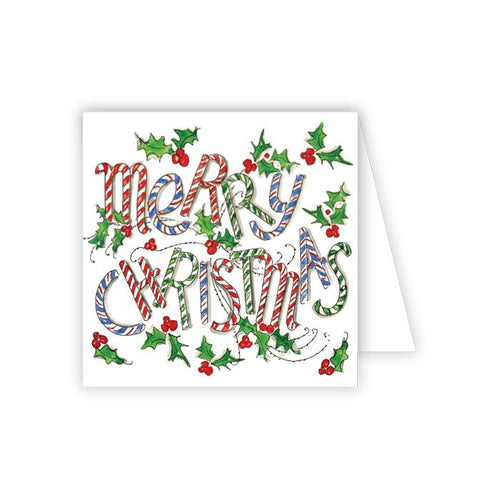 Handpainted Candy Cane Merry Christmas Enclosure Card