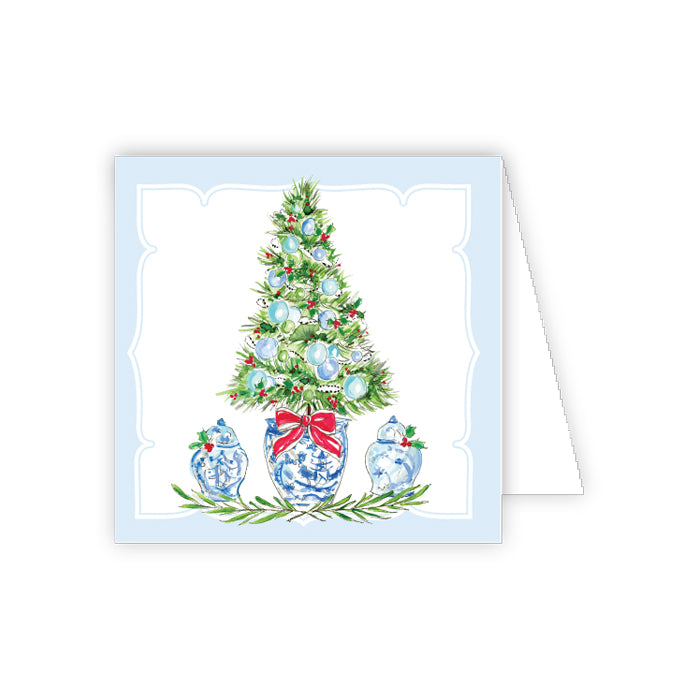 Blue Holiday Tree with Ginger Jars Enclosure Card