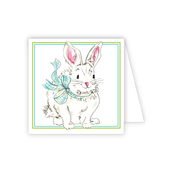 Green & Blue Bow Bunny Enclosure Card