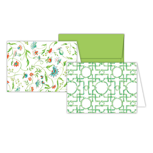 Asian Trellis - Seafoam Floral Stationery Notes