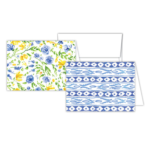 Blue and Green Floral Stationery Notes