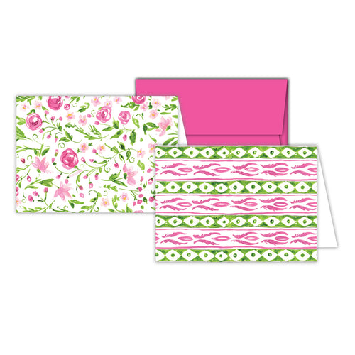 Pink and Green Floral Stationery Notes