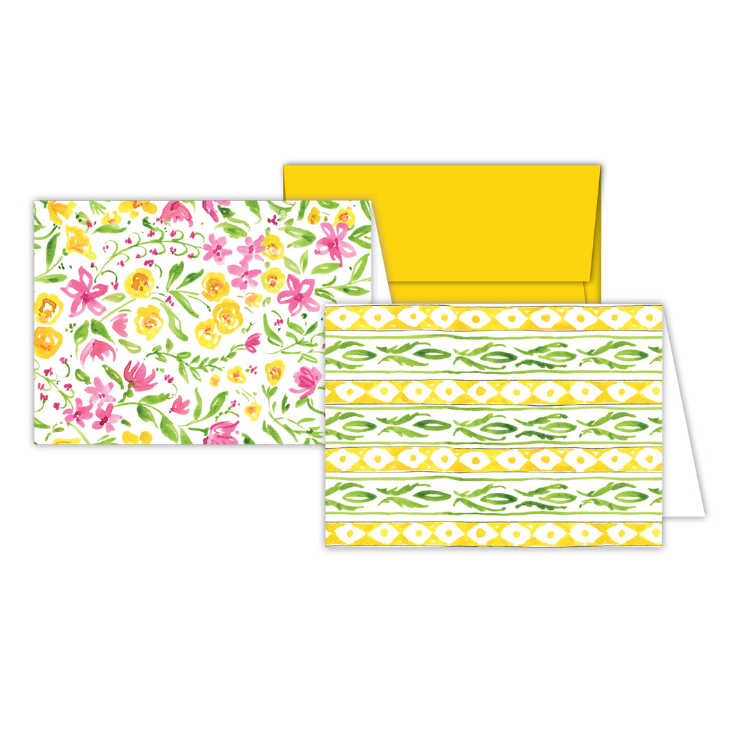 Pink and Yellow Floral Stationery Notes