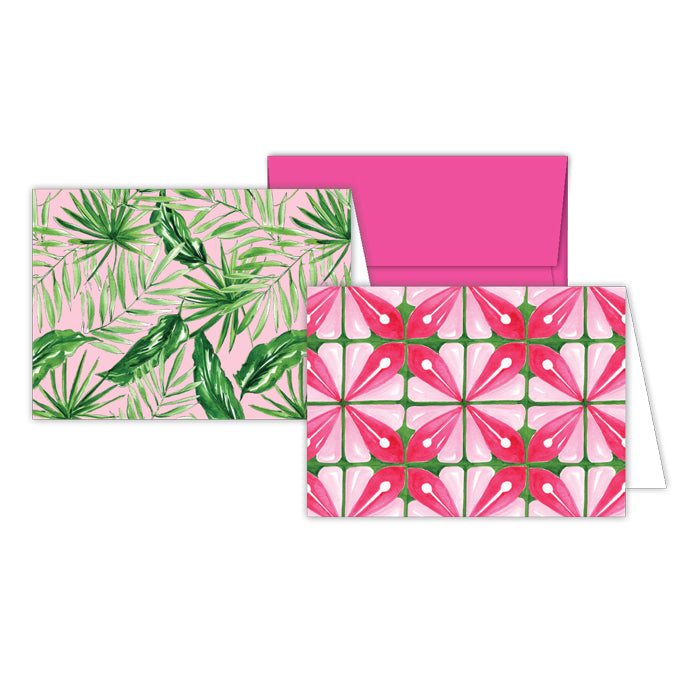 Tiles Pink and Green and Palms Stationery Notes