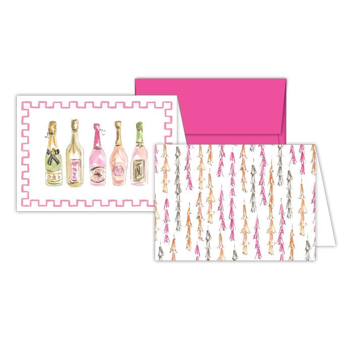 Champagne Bottles and Tassels Stationery Notes
