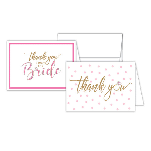 Thank You From The Bride-Thank You Pink Dots Petite Note