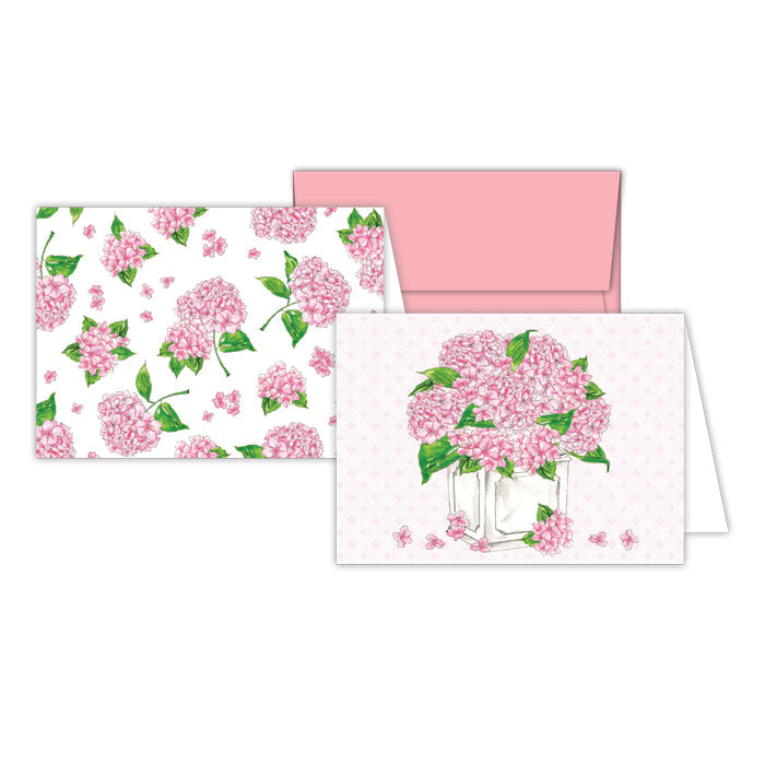 Pink Hydrangea Planter Stationery Notes