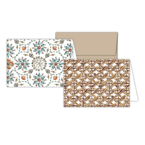 Coastal Braided Rattan & Seashell Mosaic Stationery Notes