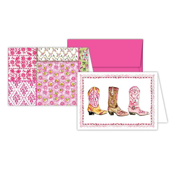Pink Western Boots Stationery Notes