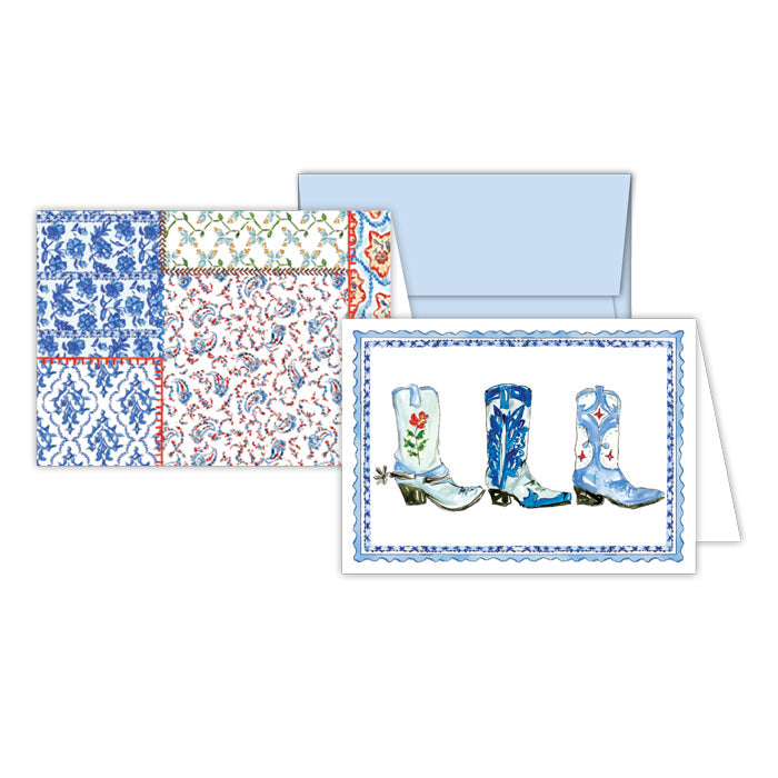 Blue Western Boots Stationery Notes