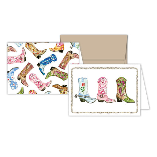 Watercolor Western Boots Stationery Notes