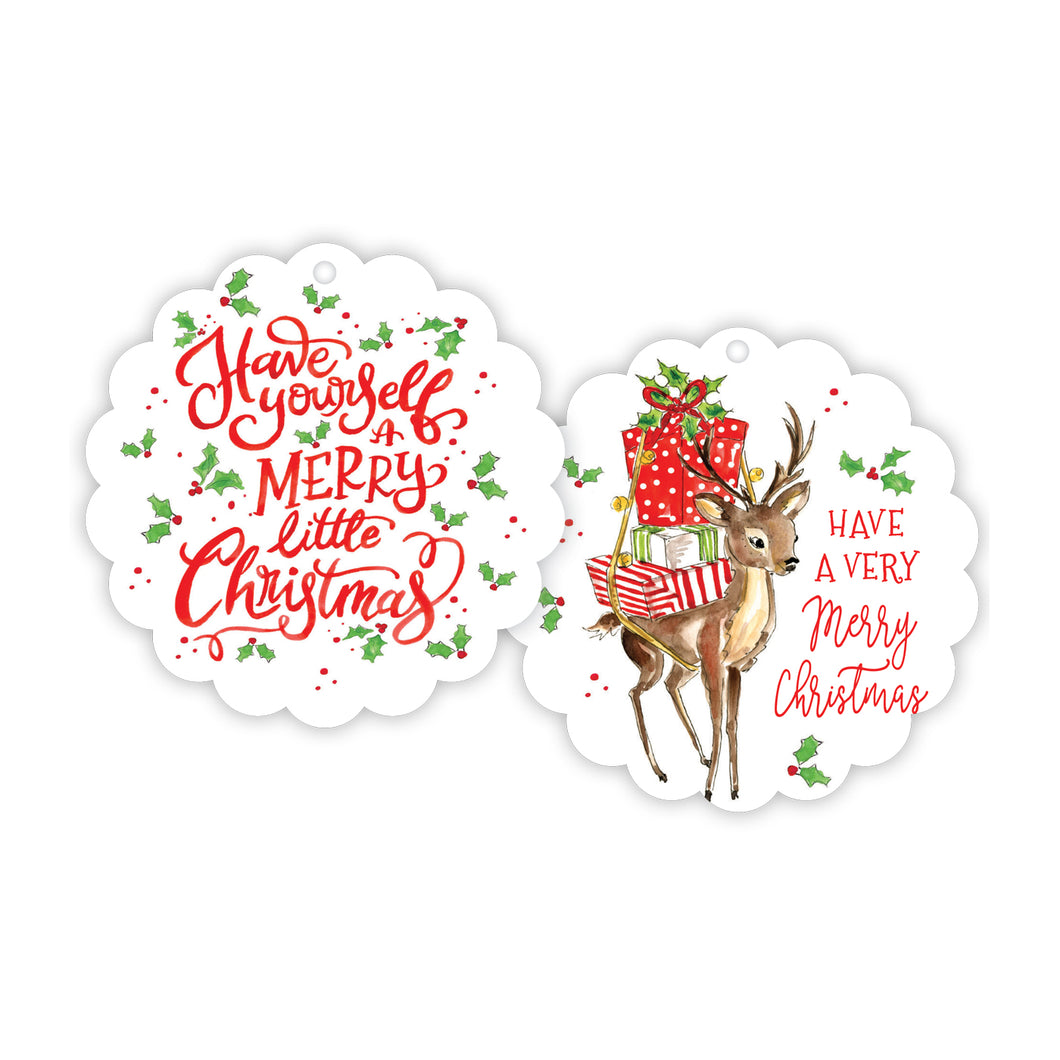 Have Yourself A Merry Baby Reindeer Scalloped Gift Tags