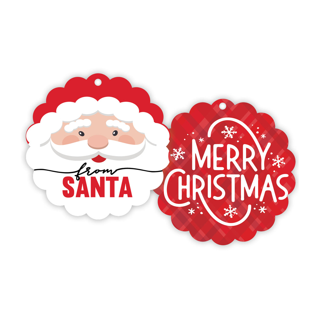 Merry Christmas Santa Scalloped Gift Tags