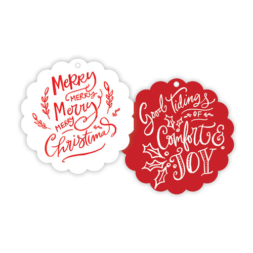Merry Merry Christmas Scalloped Gift Tags