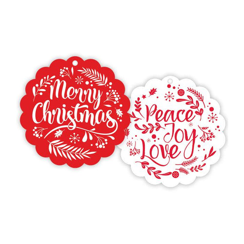 Peace Joy Love/Merry Christmas Scalloped Gift Tags