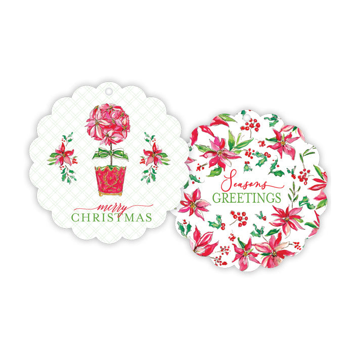 Holiday Poinsettia Scalloped Gift Tags