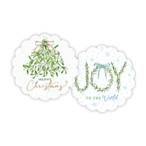 Mistletoe & JOY To The World Scalloped Gift Tags