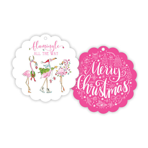 Flamingle All The Way Scalloped Gift Tags