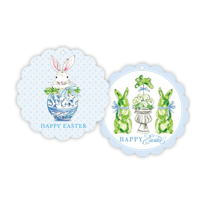 Boxwood Bunnies Scalloped Gift Tags