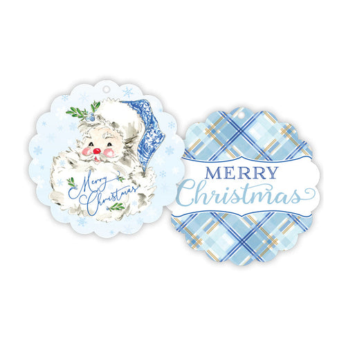 Blue & White Santa Scalloped Gift Tags