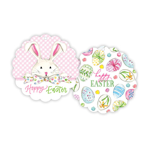 Hoppy Easter Pink Bunny Scalloped Gift Tags