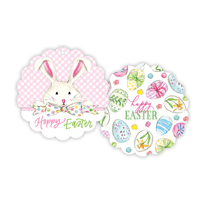 Hoppy Easter Pink Bunny Scalloped Gift Tags