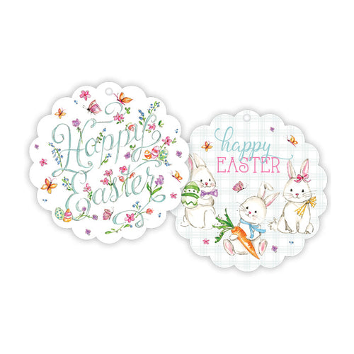 Happy Easter Floral Scalloped Gift Tags