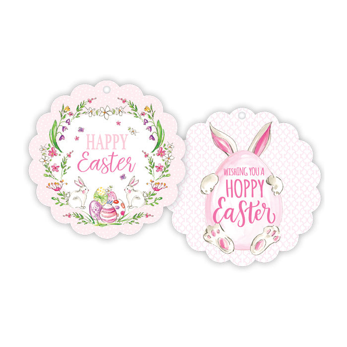 Hoppy Easter Pink Egg Scalloped Gift Tags