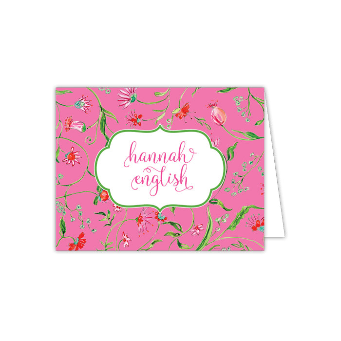 Floral Print on Pink Folded Note