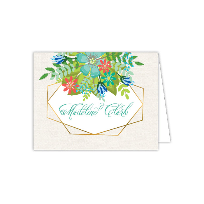 Modern Floral Green Folded Note