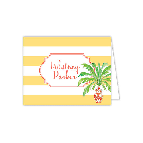 Potted Palm Orange with Yellow Stripe Folded Note
