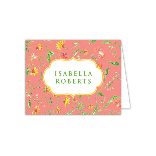 Floral Print on Coral Folded Note