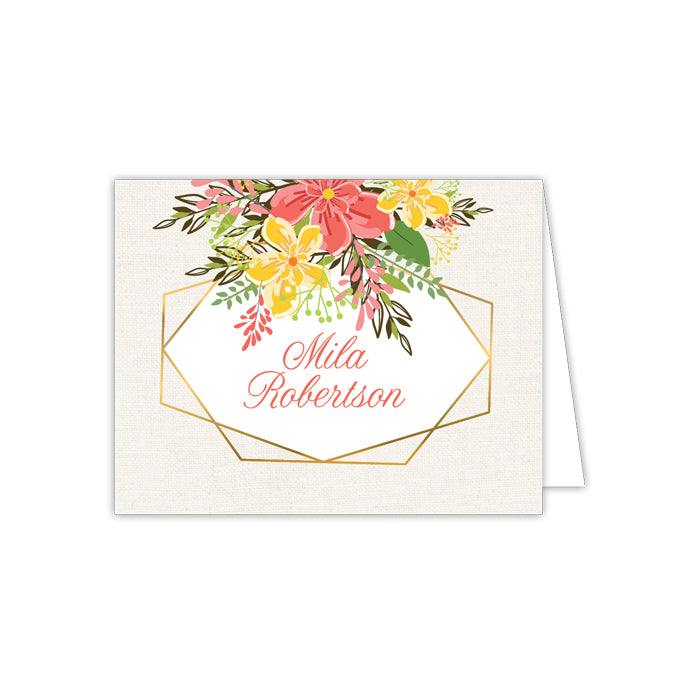 Modern Floral Yellow Folded Note